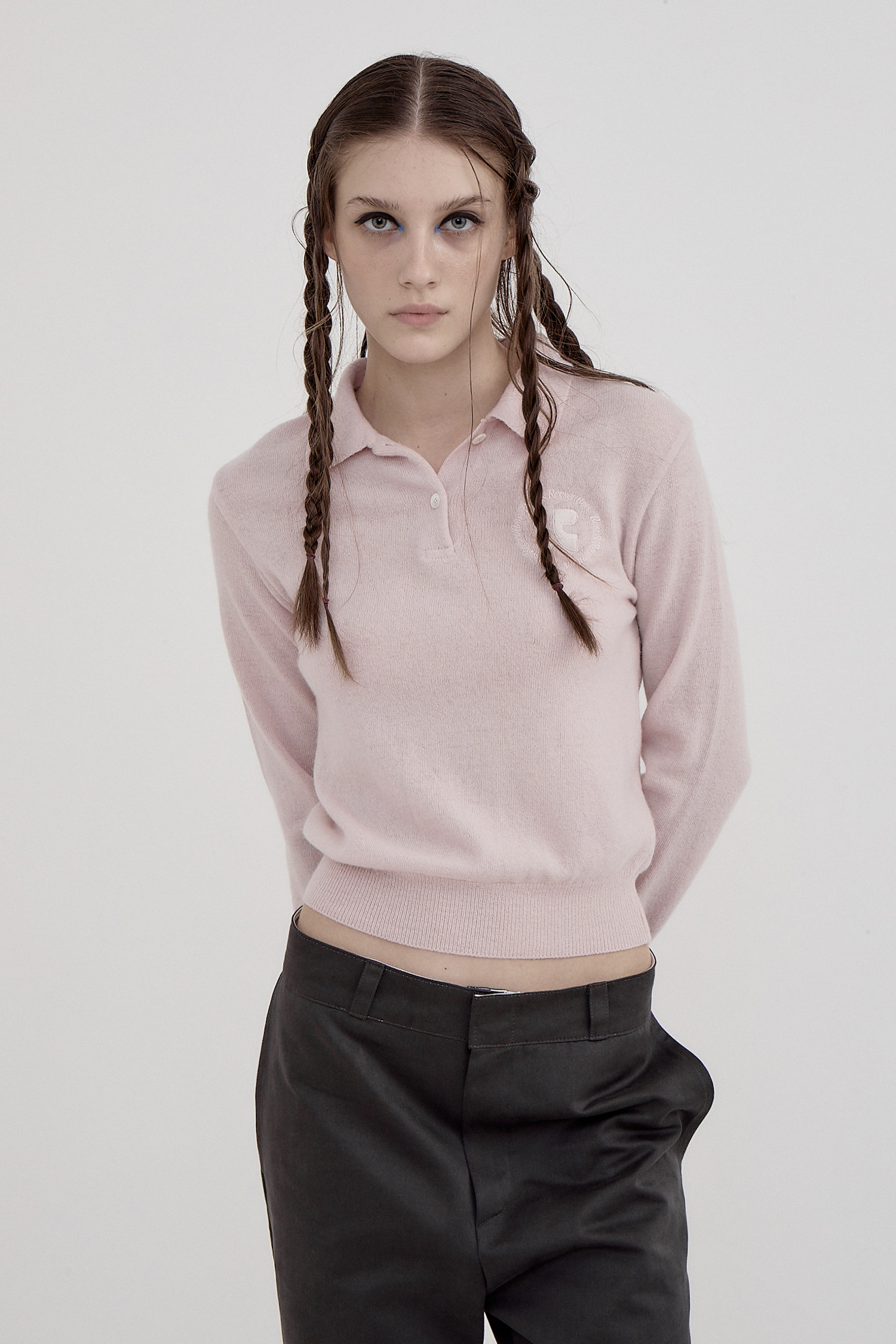 RR POLO KNIT TOP - PINK