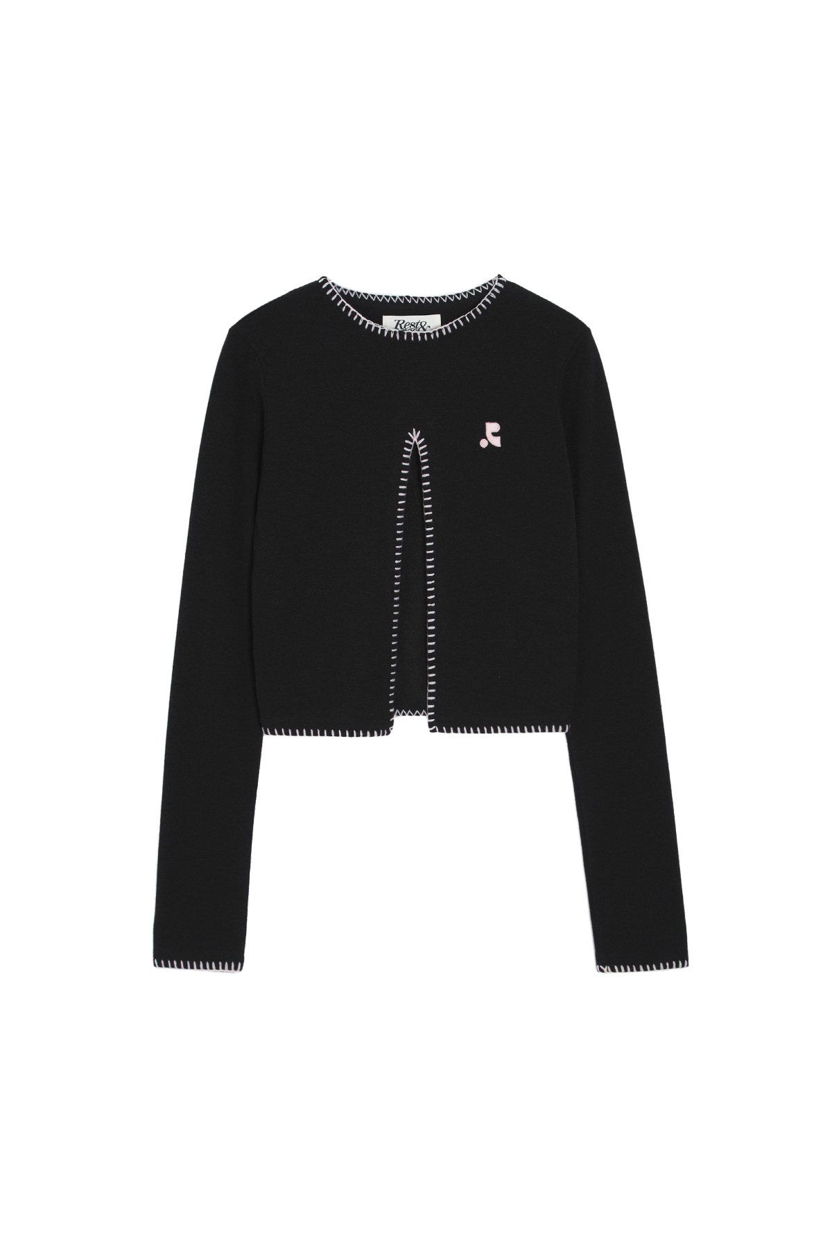 RR CUT OUT LONG SLEEVE KNIT TOP - BLACK
