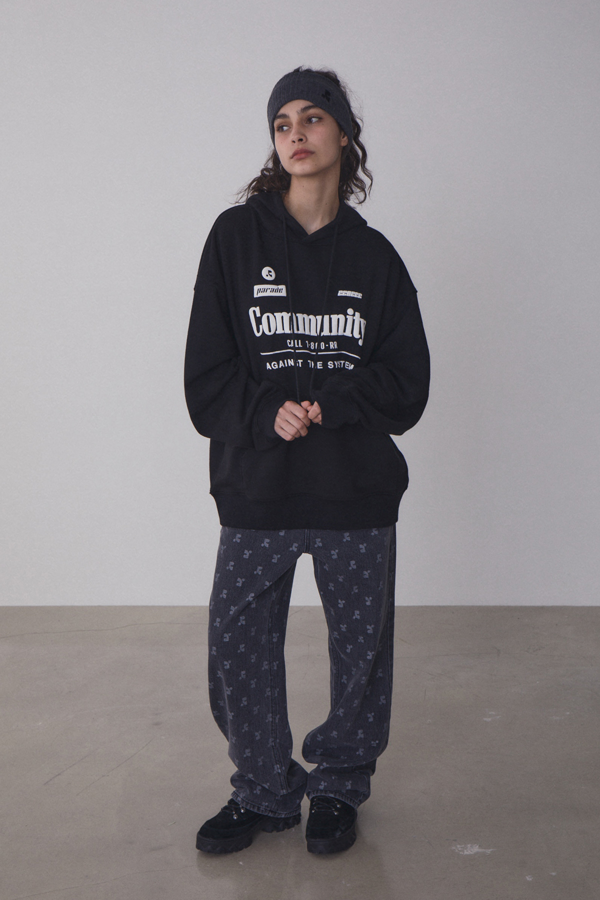 RR COMMUNITY OVERSIZED HOODIE - BLACK - rest and recreation